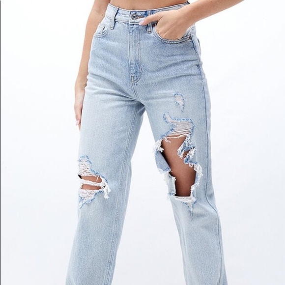 PacSun Light Blue Distressed 90s Boyfriend Jeans - Picture 1 of 4